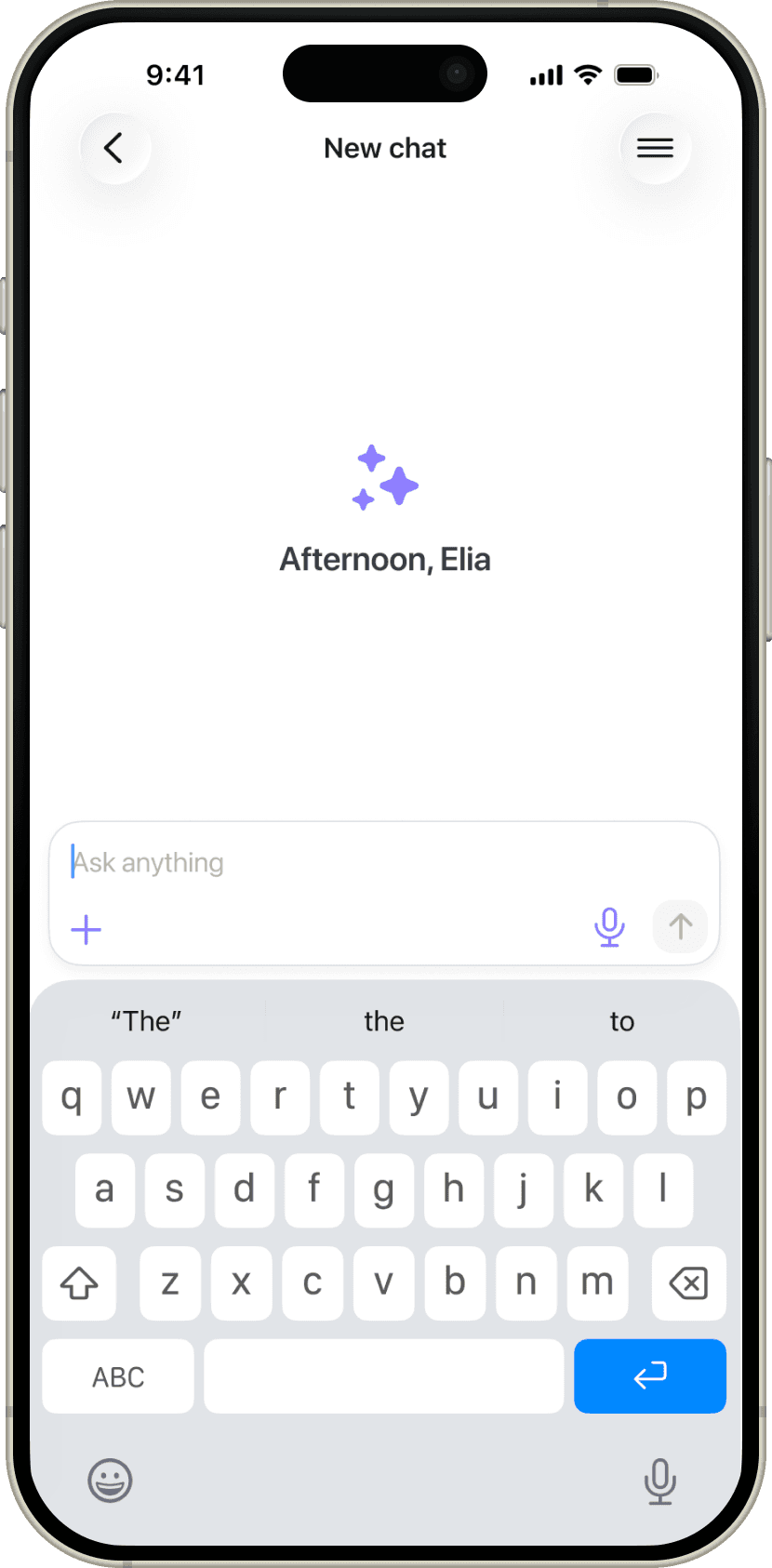 Empty AI Copilot mobile chat